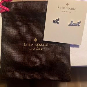 Kate Spade “At Last” wedding bridal silver tone earrings